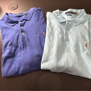 POLO Ralph Lauren Sky Blue & Royal Blue Classic Fit Polos. Men's Lot of 2. Sz XL